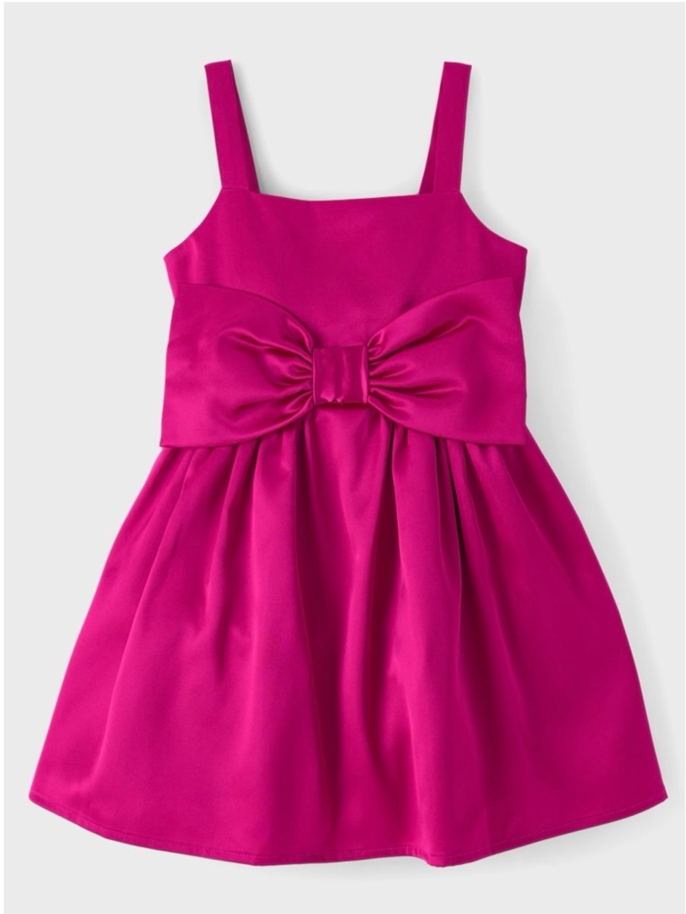 Girls Pink Fuchsia Bow-Front Satin Fit and Flare Party Dress Size 5